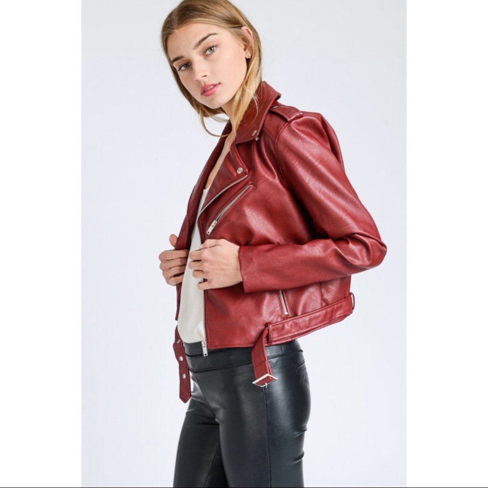 🆕5⭐️Faux Leather Biker Moto Jacket - Picture 5 of 7